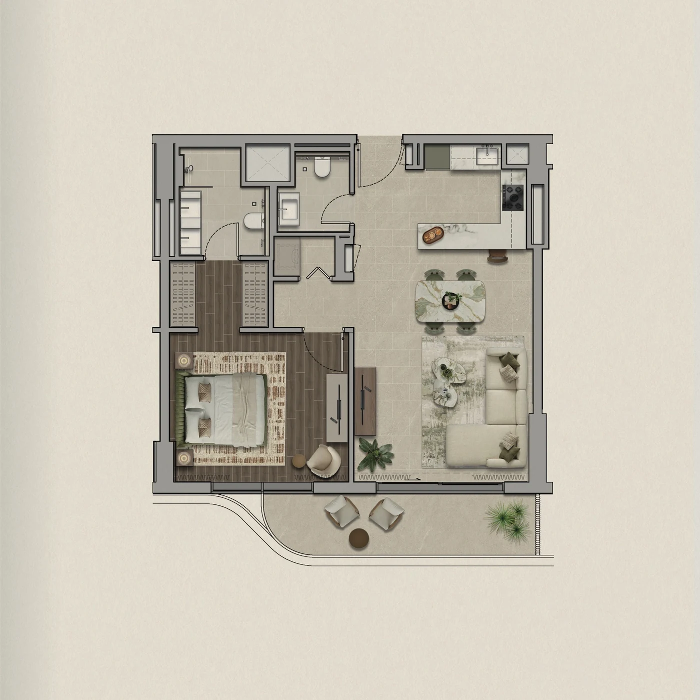 Yas Park Place one-bedroom residence floor plan