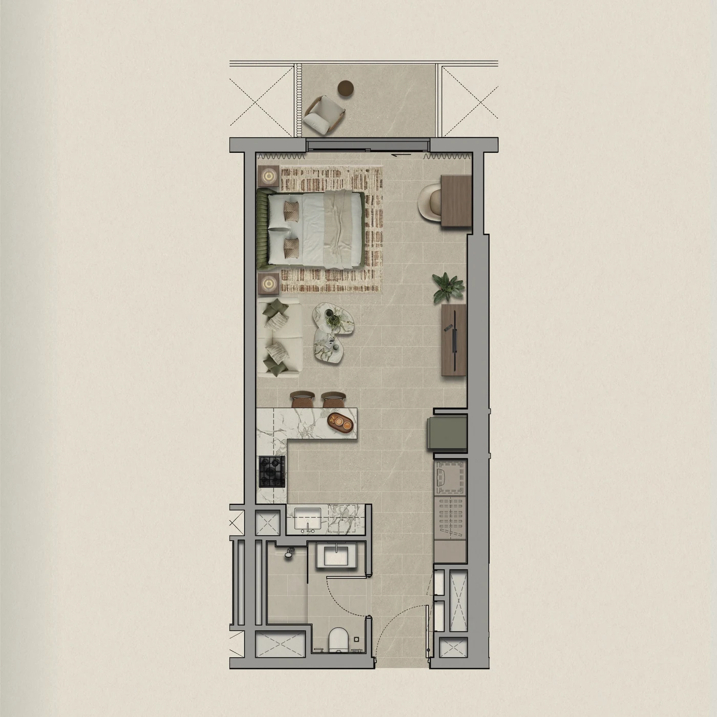 Yas Park Place studio residence floor plan